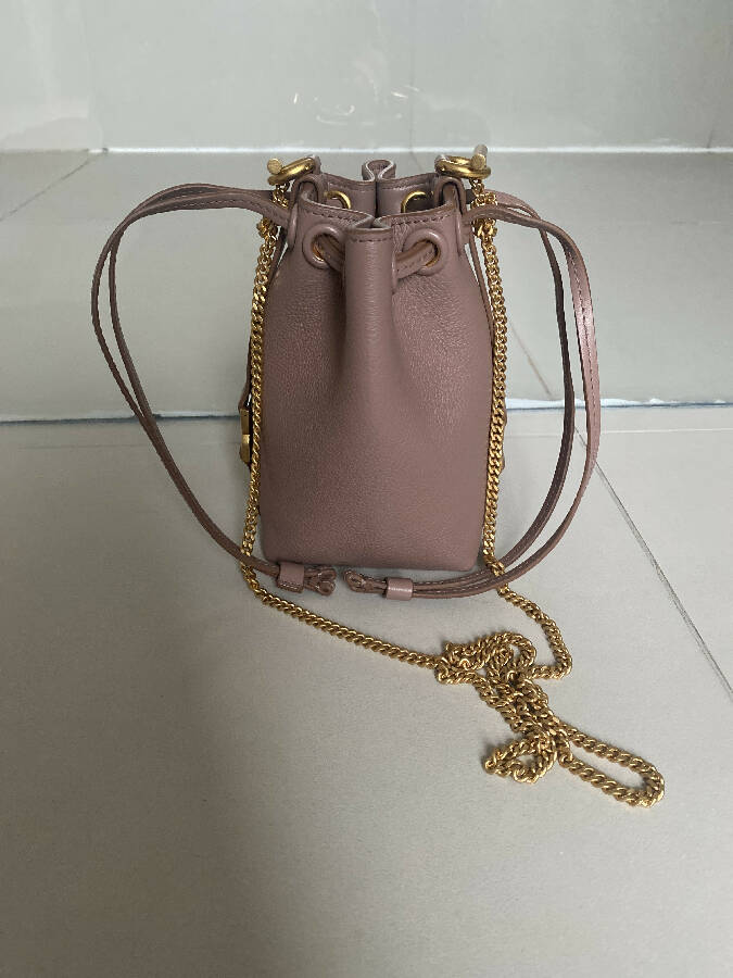 Chloe pink leather micro marcie bucket bag