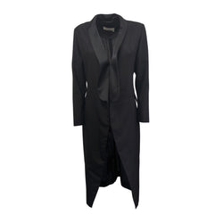 pre-owned YVES SAINT LAURENT black woolen silk frock jacket