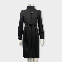 pre-owned YVES SAINT LAURENT black belted cashmere coat | Size FR36