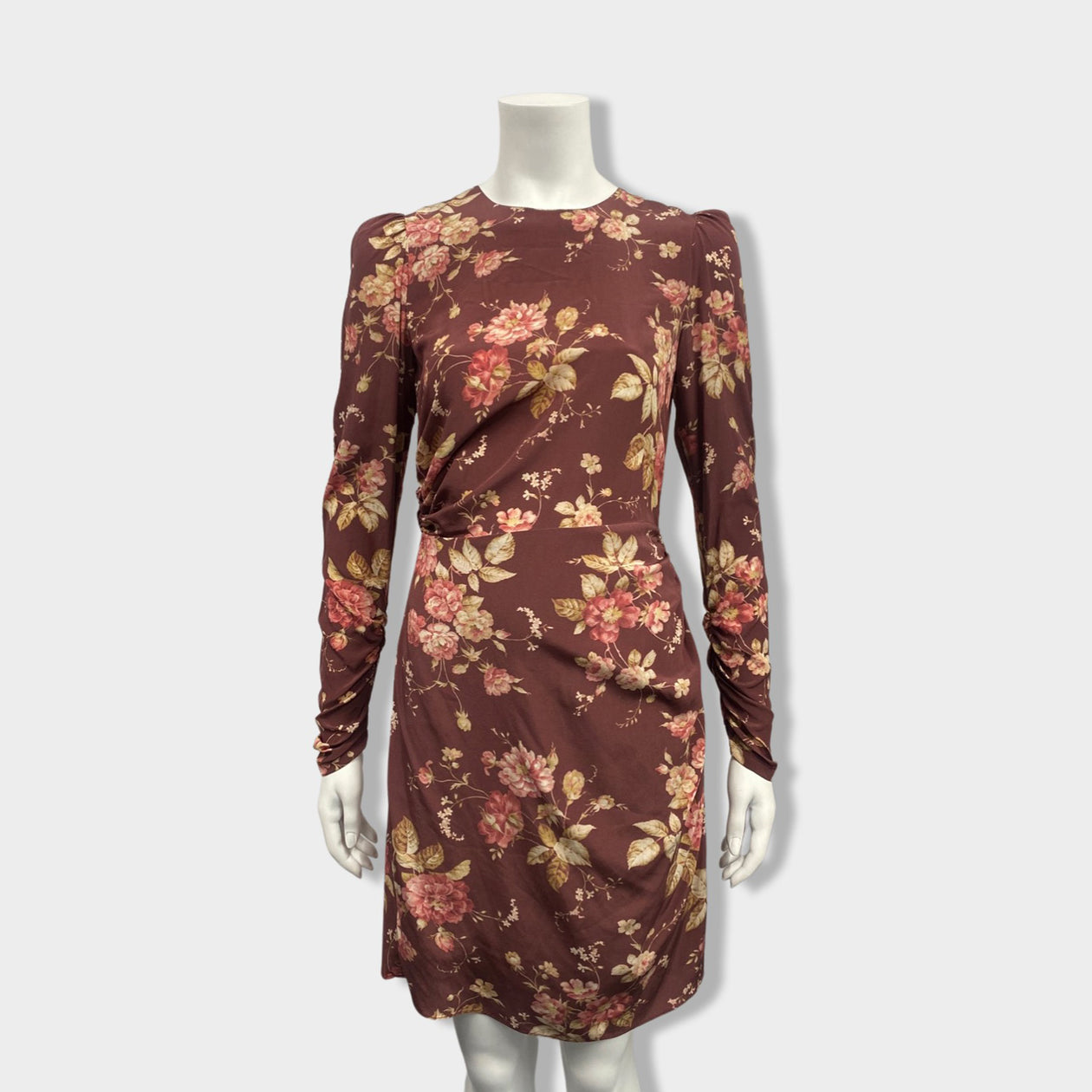 ZIMMERMANN burgundy floral print silk dress  Loop Generation