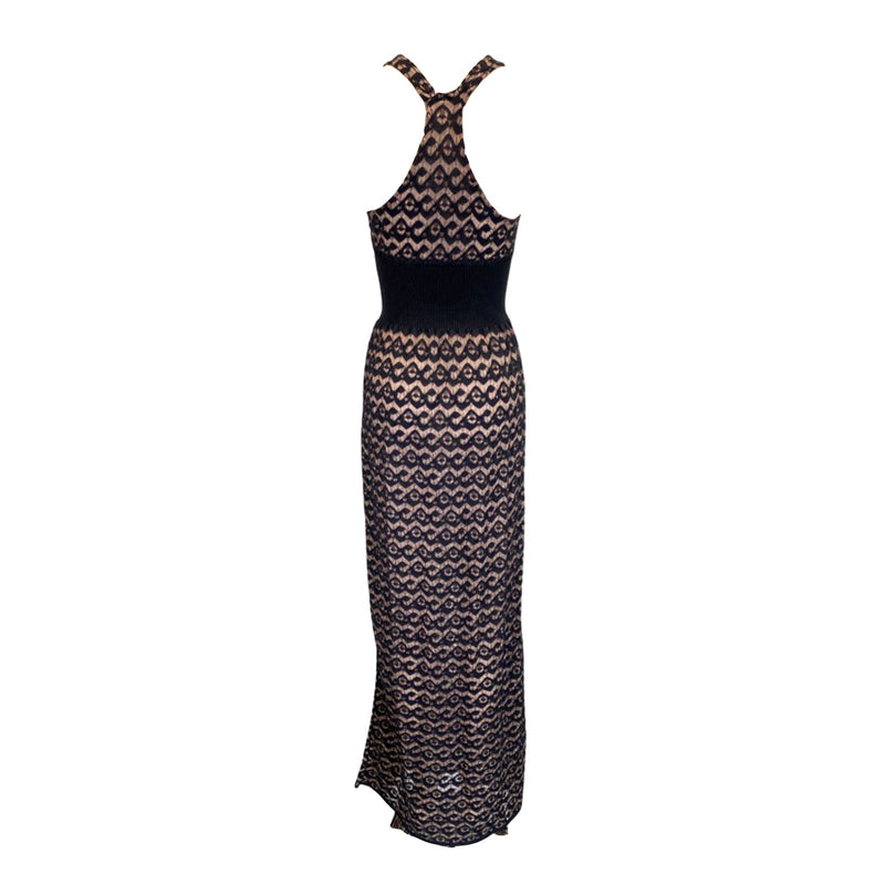 second-hand ALAÏA black and beige lace viscose maxi dress | Size FR36