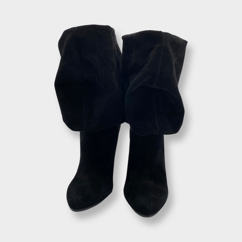 pre-worn ALAÏA black suede heeled boots 