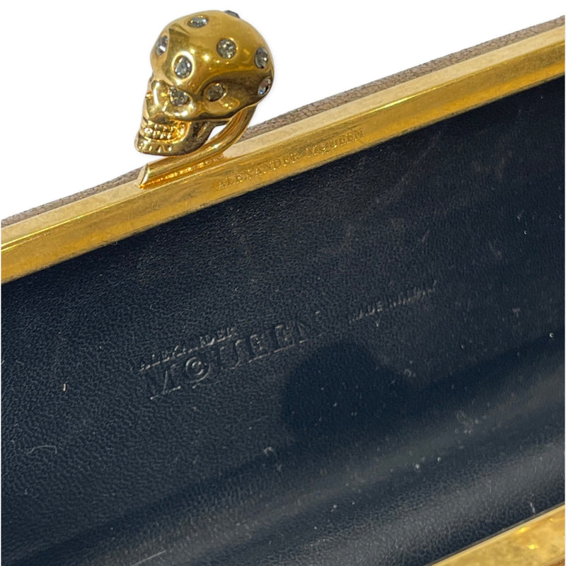 Alexander McQueen antique gold skull clutch