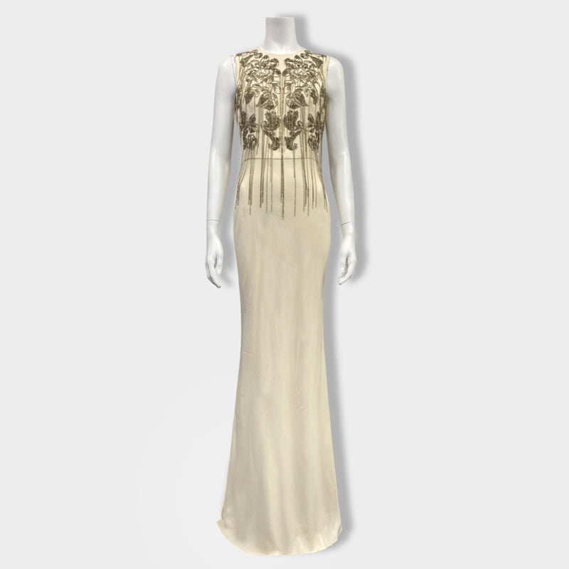 pre-loved ALEXANDER MCQUEEN ecru gown | Size UK10