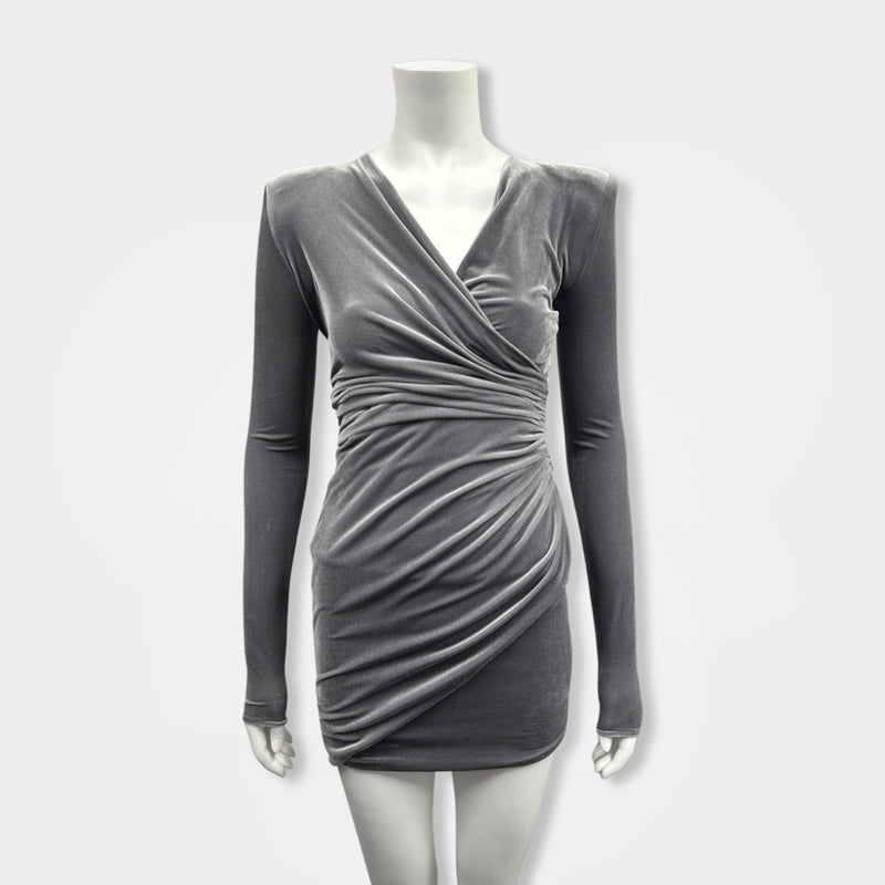 pre-loved ALEXANDRE VAUTHIER grey velvet dress | Size FR36