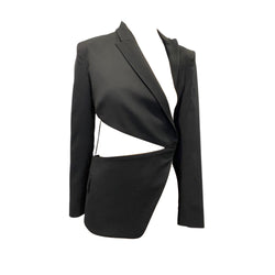 pre-owned ALTUZARRA black asymmetrical woolen blazer | Size FR36
