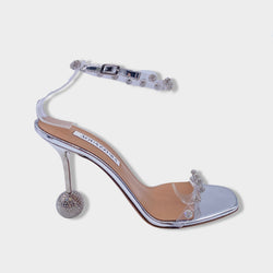 pre-owned AQUAZZURA silver Secrets 95 Sandal heels | Size EU39 UK6