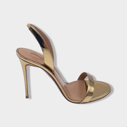 pre-owned AQUAZZURA glitter gold sandal heels | Size EU41 UK8