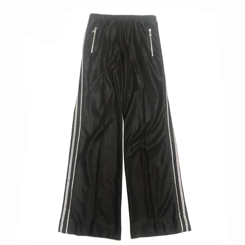 AREA black crystal-trimmed straight-leg trousers