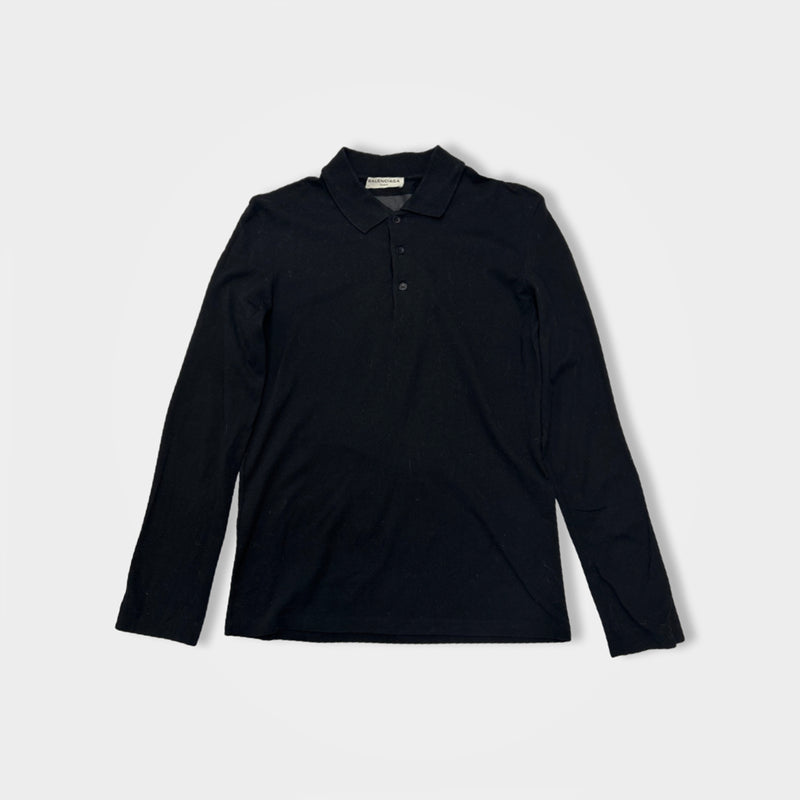 pre-loved BALENCIAGA black long-sleeve polo shirt | Size M