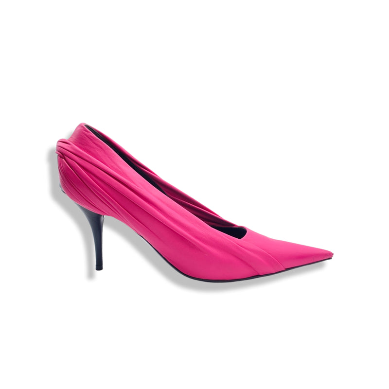 pre-loved BALENCIAGA fuchsia leather Knife pumps | Size 39