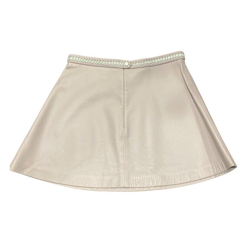 pre-loved Balenciaga light grey leather mini skirt | Size FR38