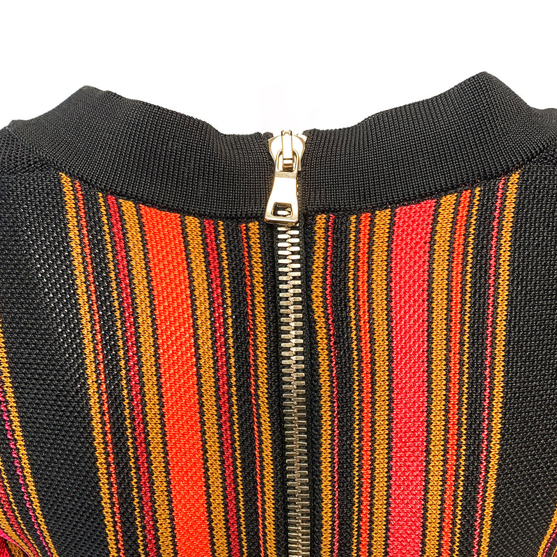 Balmain striped black and orange dress