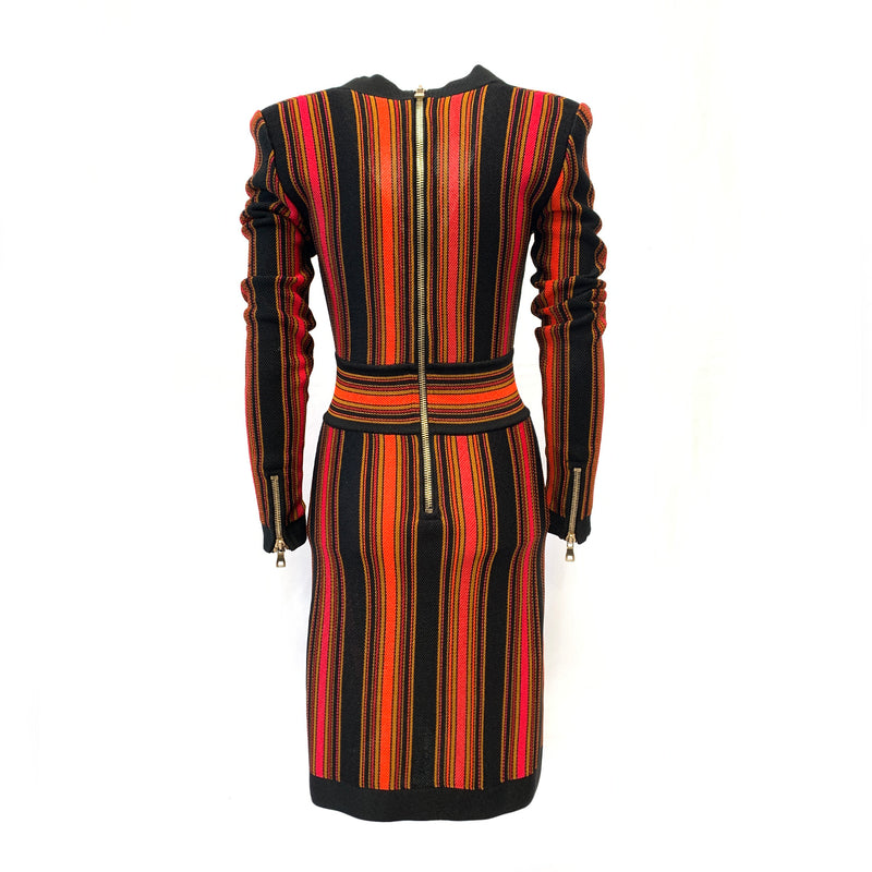 Balmain striped black and orange dress