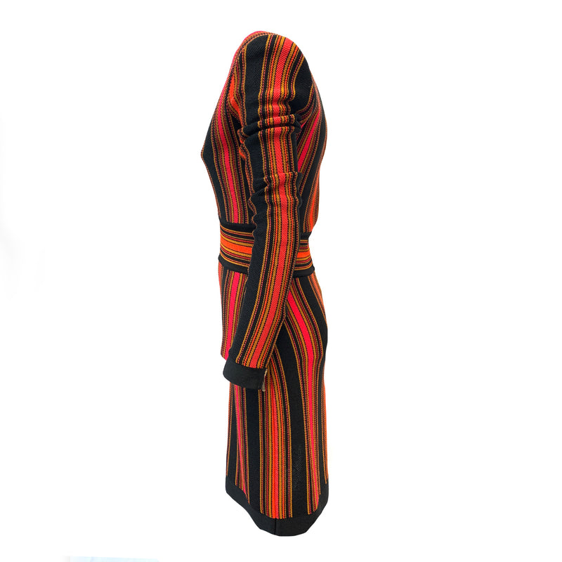 Balmain striped black and orange dress