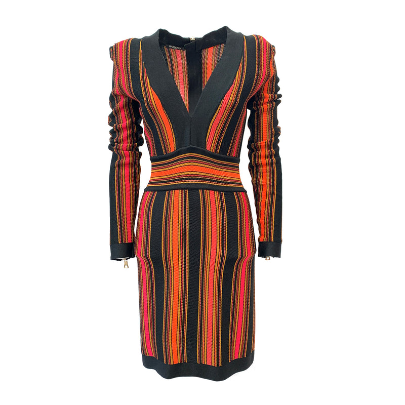 Balmain striped black and orange dress | size FR38