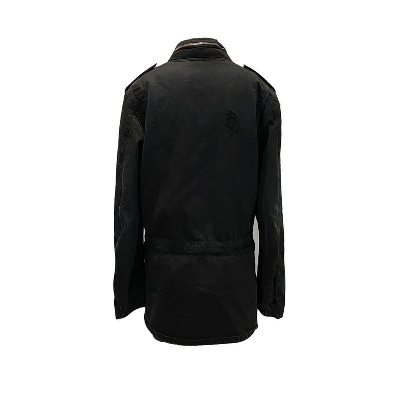 pre-loved Balmain black military-style jacket | Size IT50