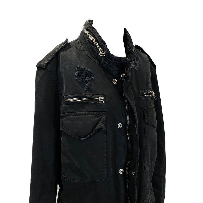 second -hand Balmain black military-style jacket | Size IT50
