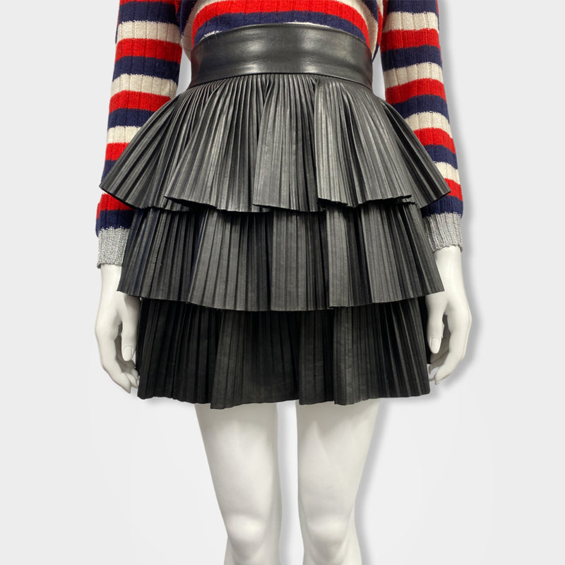 pre-loved BALMAIN black leather mini skirt | Size FR34