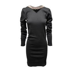pre-owned BALMAIN black open-back crystal-embellished cotton dress | Size FR36