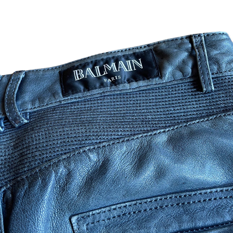 Balmain petrol blue biker jeans