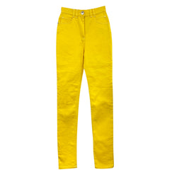 pre-loved BALMAIN canary yellow fitted jeans | Size UK8