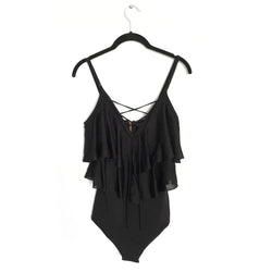black ruffled BALMAIN body