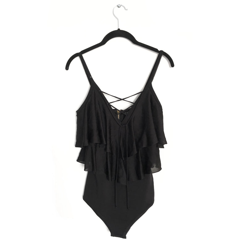 black ruffled BALMAIN body