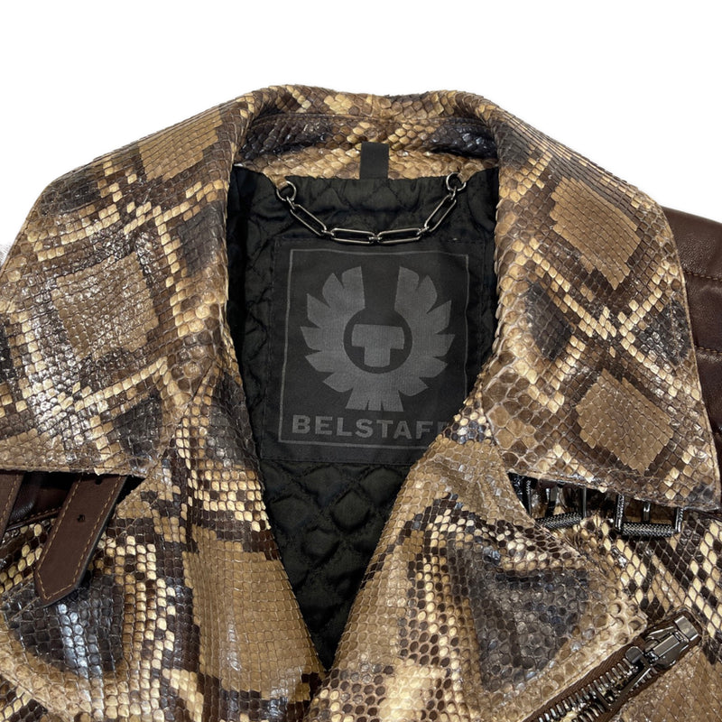 Belstaff beige python leather biker jacket