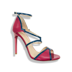 pree-loved BETTINA VERMILLON raspberry leather sandal heels | Size 40