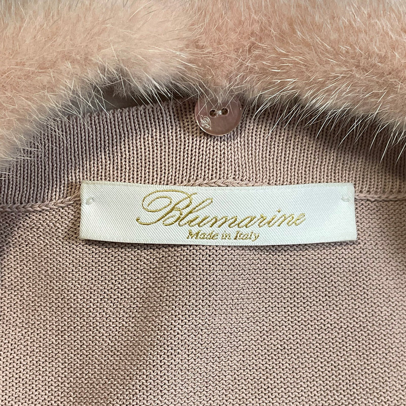 Blumarine blush cardigan with mink fur collar 