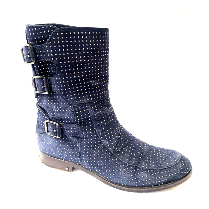 LAURENCE DACADE navy suede boots with studs