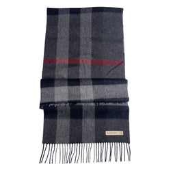 pre-loved Burberry grey checked cashmere scarf