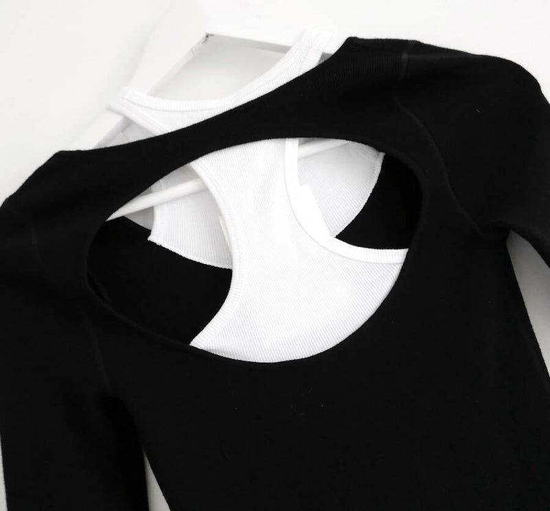 Alexander Wang T women's black and white Bi-Layer Bodycon mini dress