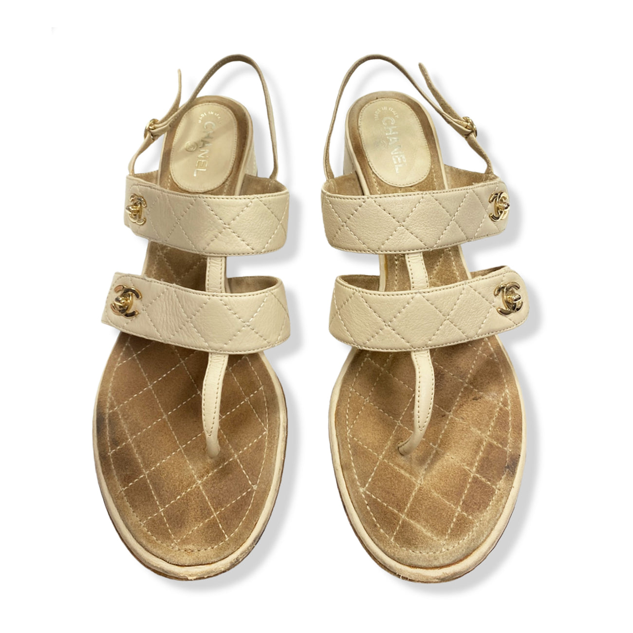 CHANEL beige leather sandals – Loop Generation