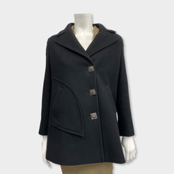 pre-loved CHANEL black woolen coat | Size RF38