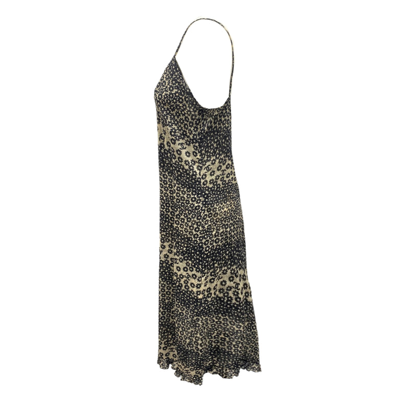 second-hand CHANEL black cotton flower print dress | Size FR42