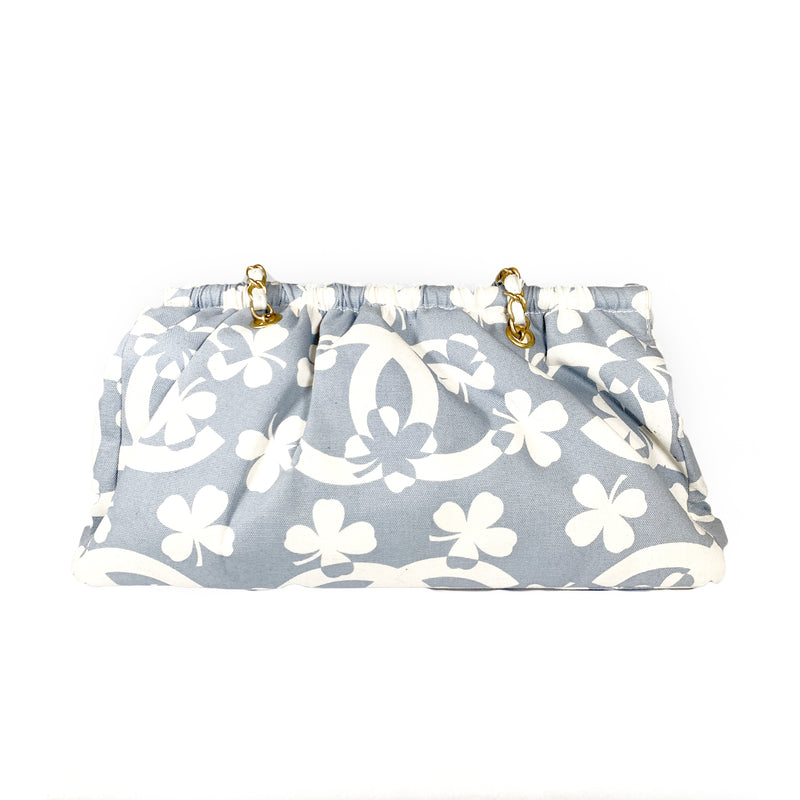 Chanel clover blue and white canvas handbag 
