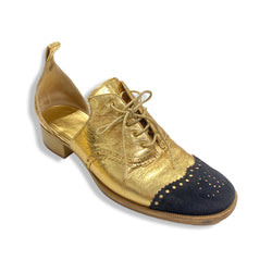 pre-loved CHANEL golden leather shoes | Size 38