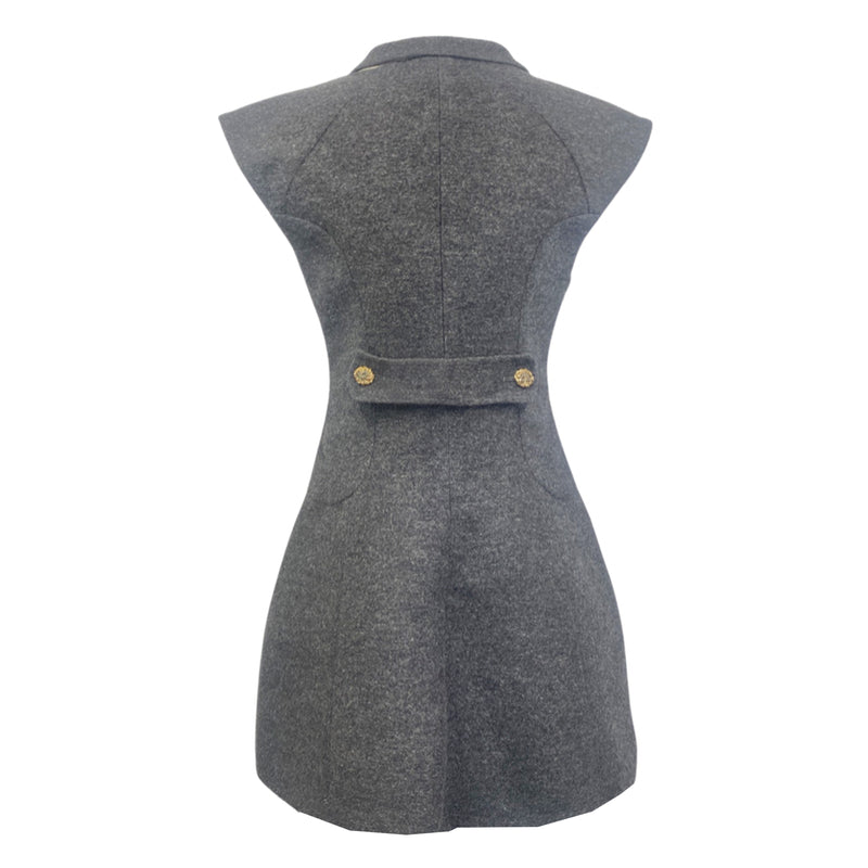 pre-owned CHANEL grey woolen sleeveless jacket | Size UK10