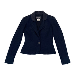 pre-owned CHANEL navy tweed jacket | Size FR34