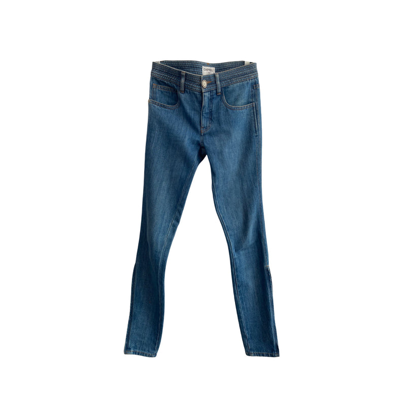 pre-loved CHANEL navy jeans | Size FR36