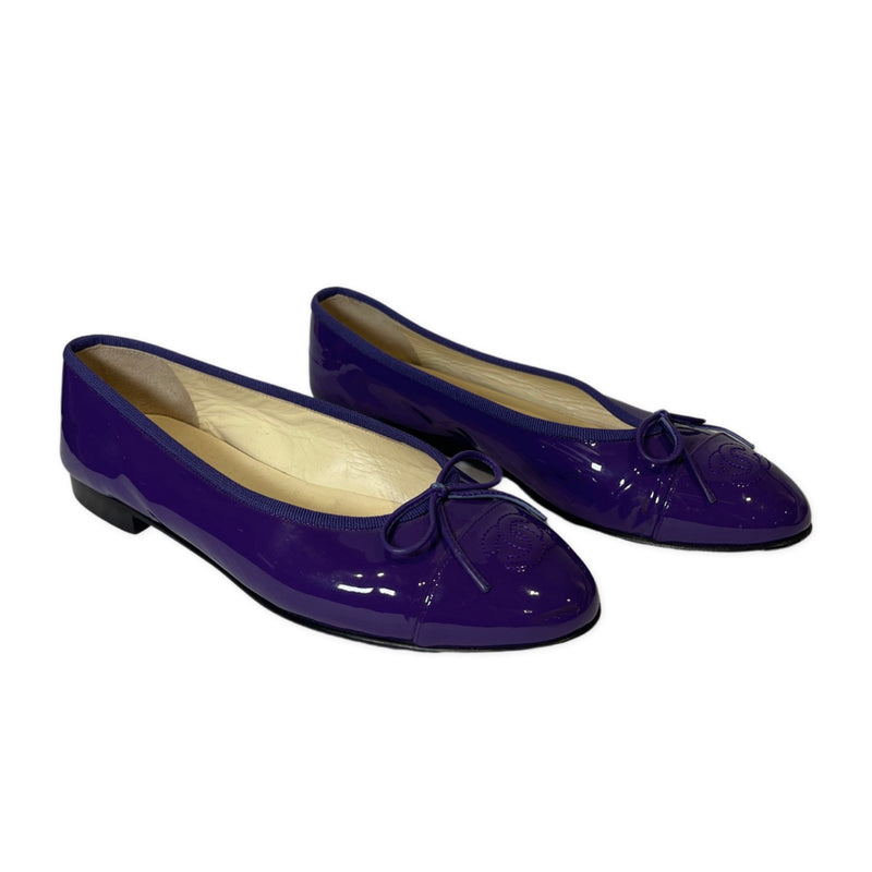 preloved Chanel purple patent leather flats
