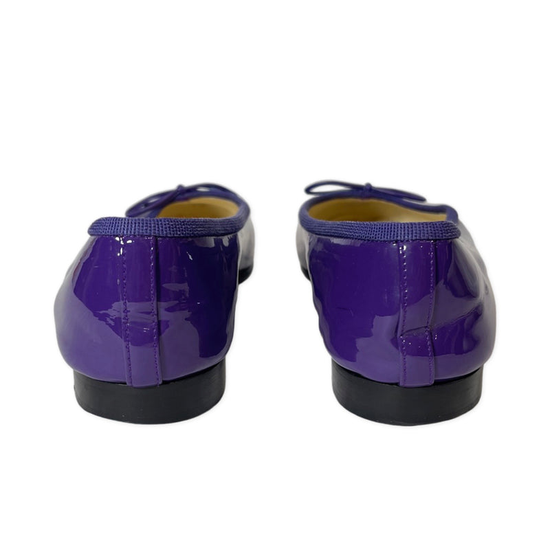 Chanel purple patent leather flats