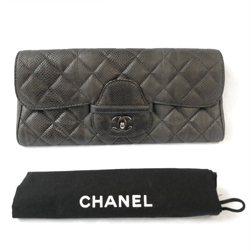 Chanel anthracite exotic leather clutch