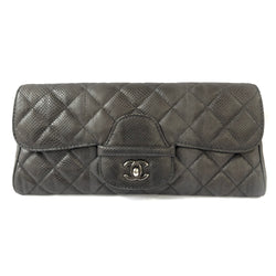 Chanel anthracite exotic leather clutch 
