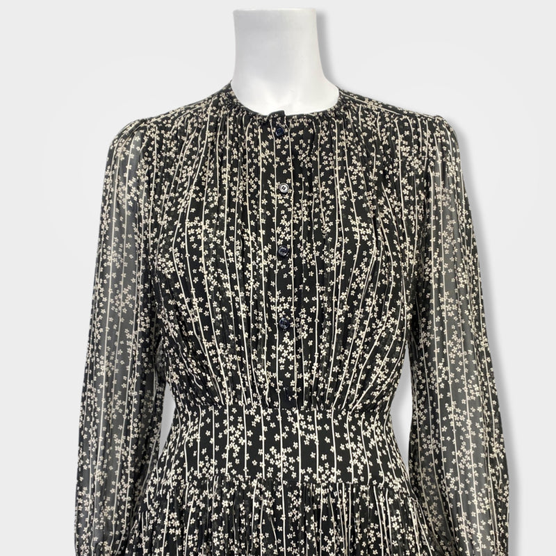 pre-owned CHLOÉ black silk flower print dress | Size FR36