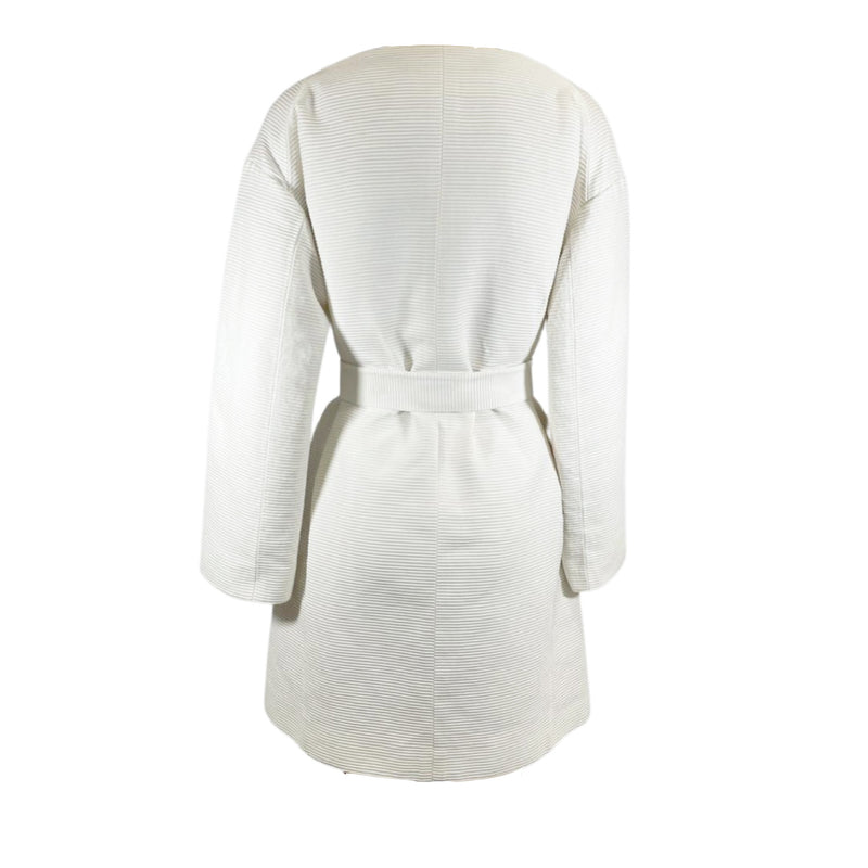 CHLOÉ ecru-white structured cotton belted coat