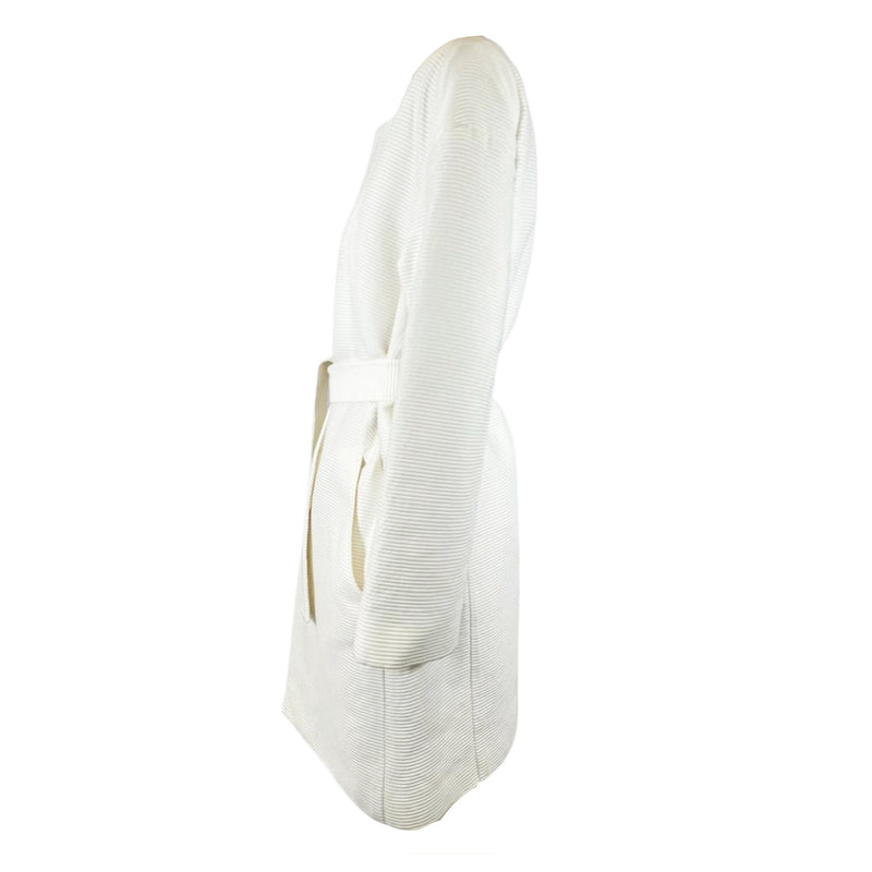 CHLOÉ ecru-white structured cotton belted coat