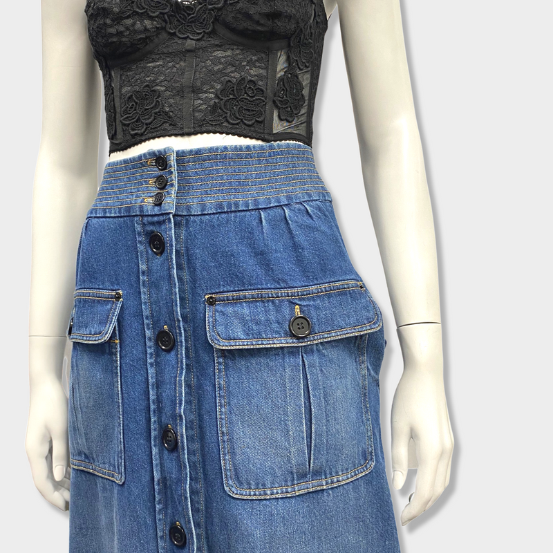CHLOÉ  button down denim maxi skirt